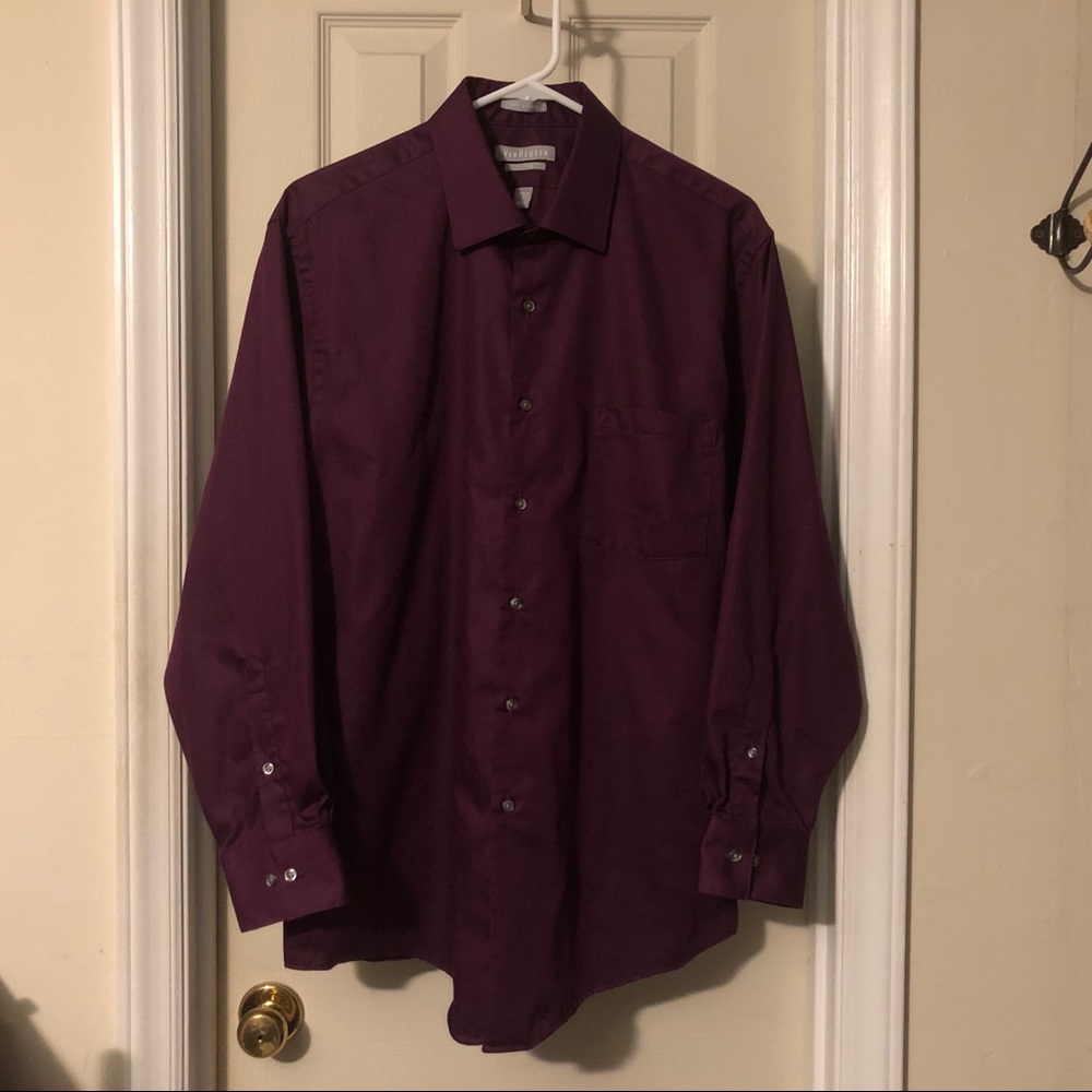 VH Men’s No Iron LS Dress Shirt – Raisin/Marroon